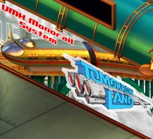 The VMK monorail arriving at Tomorrowland